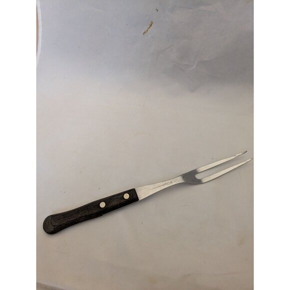 Vintage Signature Meat Fork 11 3/4" Wood Handle Stainless Steel USA - Picture 1 of 9